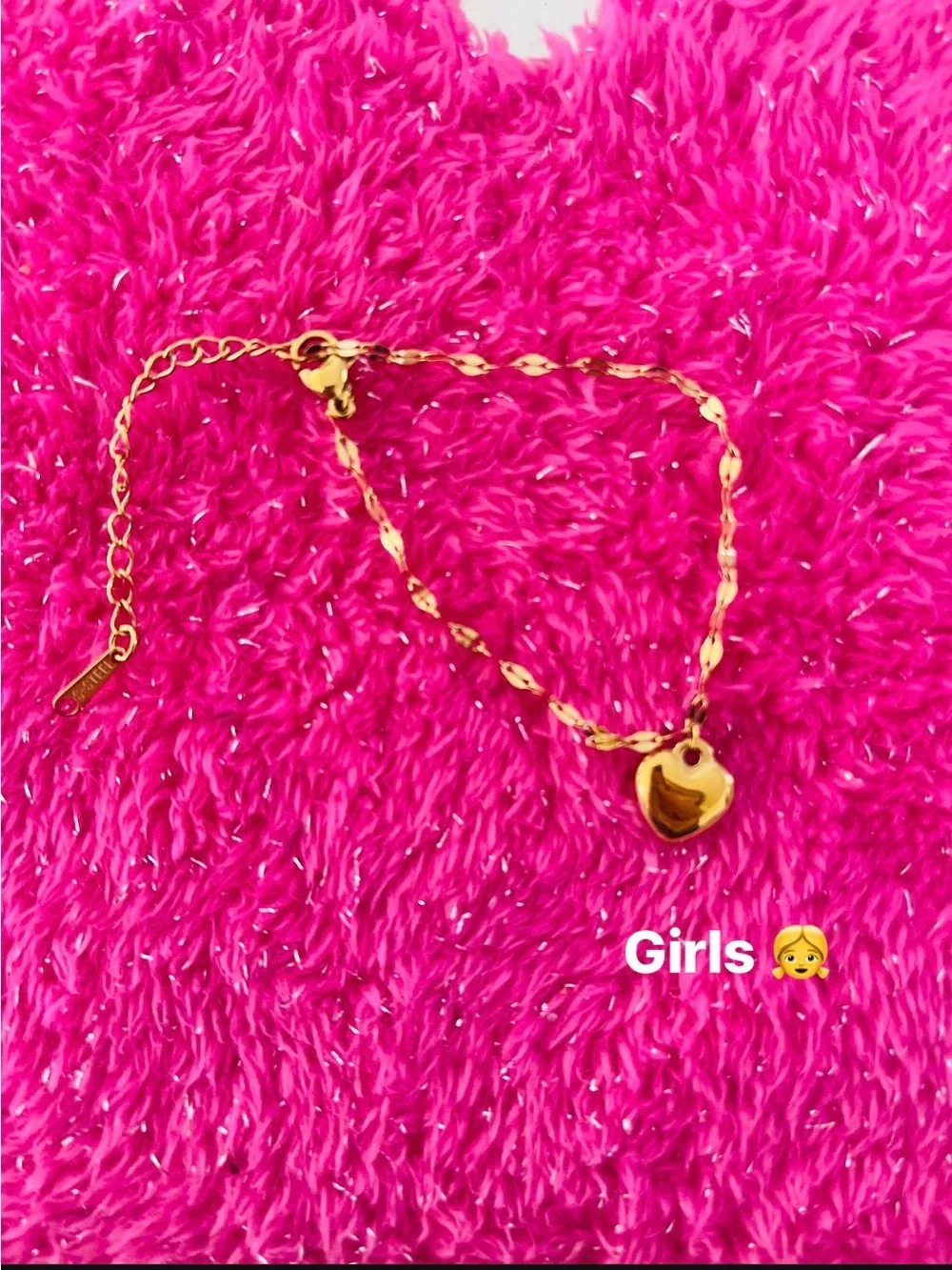 Gold Heart Charm Bracelet - Dainty Chain